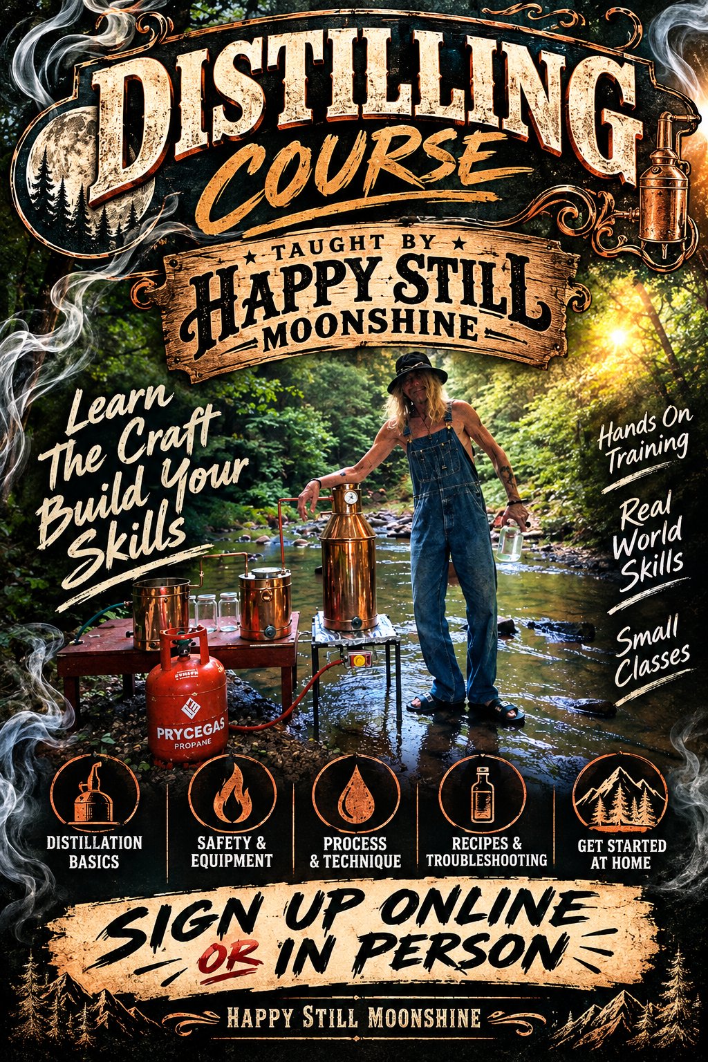 Distilling Course taught by Happy Still Moonshine — sign up online or in person